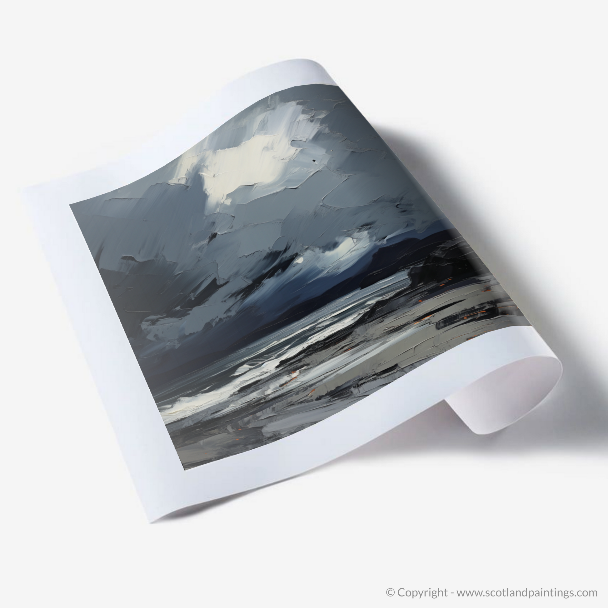 Art Print of Seilebost Beach with a stormy sky