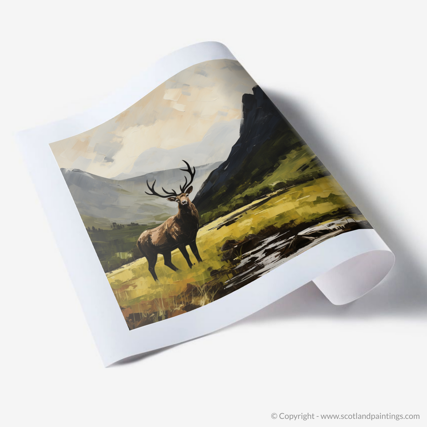 Art Print of A stag in Glencoe during summer