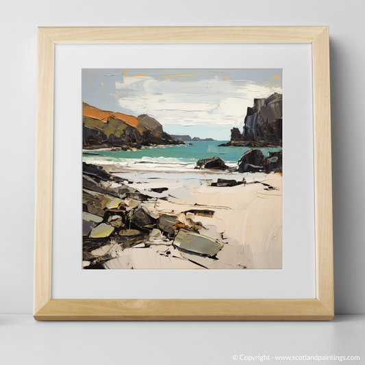 Art Print of Achmelvich Bay, Sutherland in summer with a natural frame
