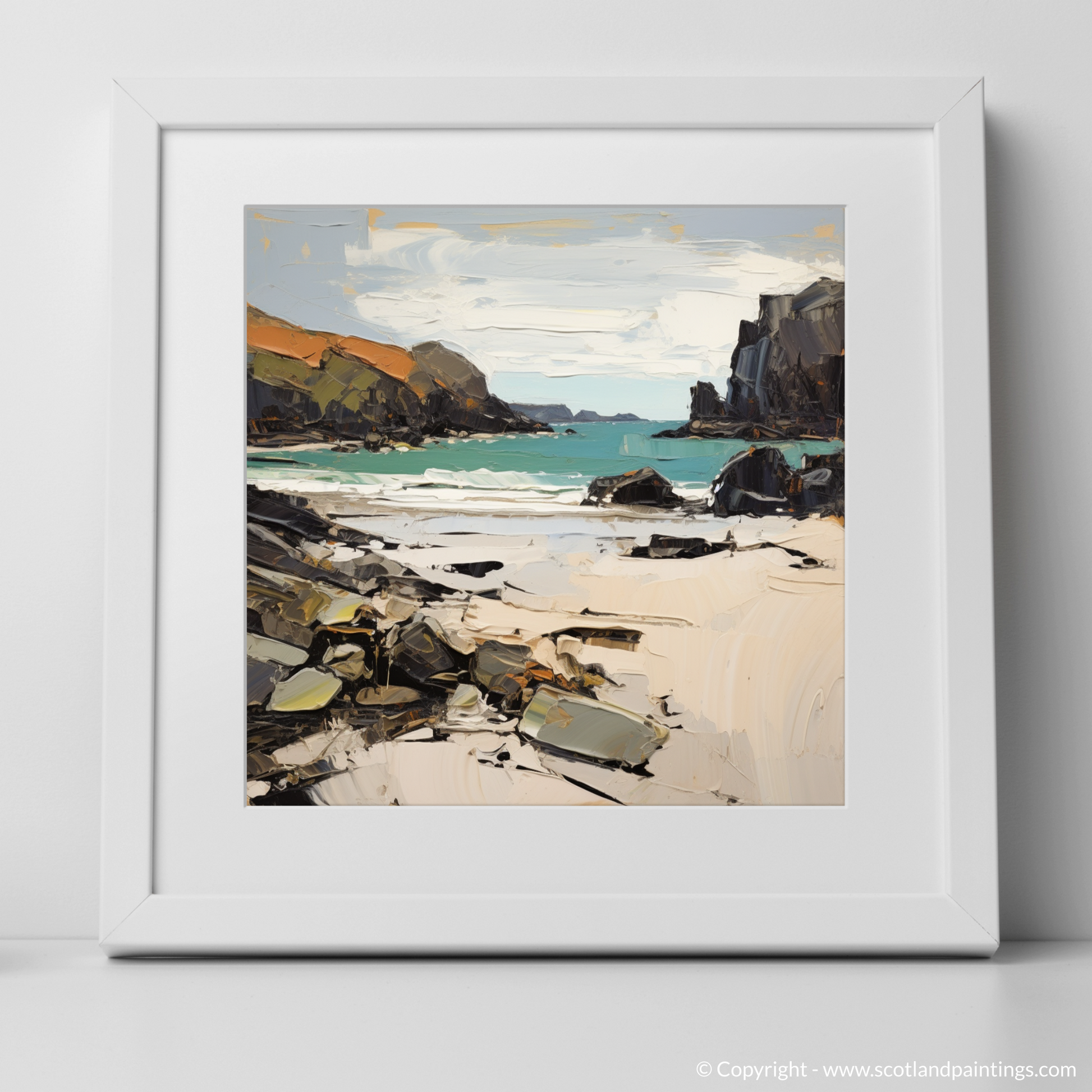 Art Print of Achmelvich Bay, Sutherland in summer with a white frame