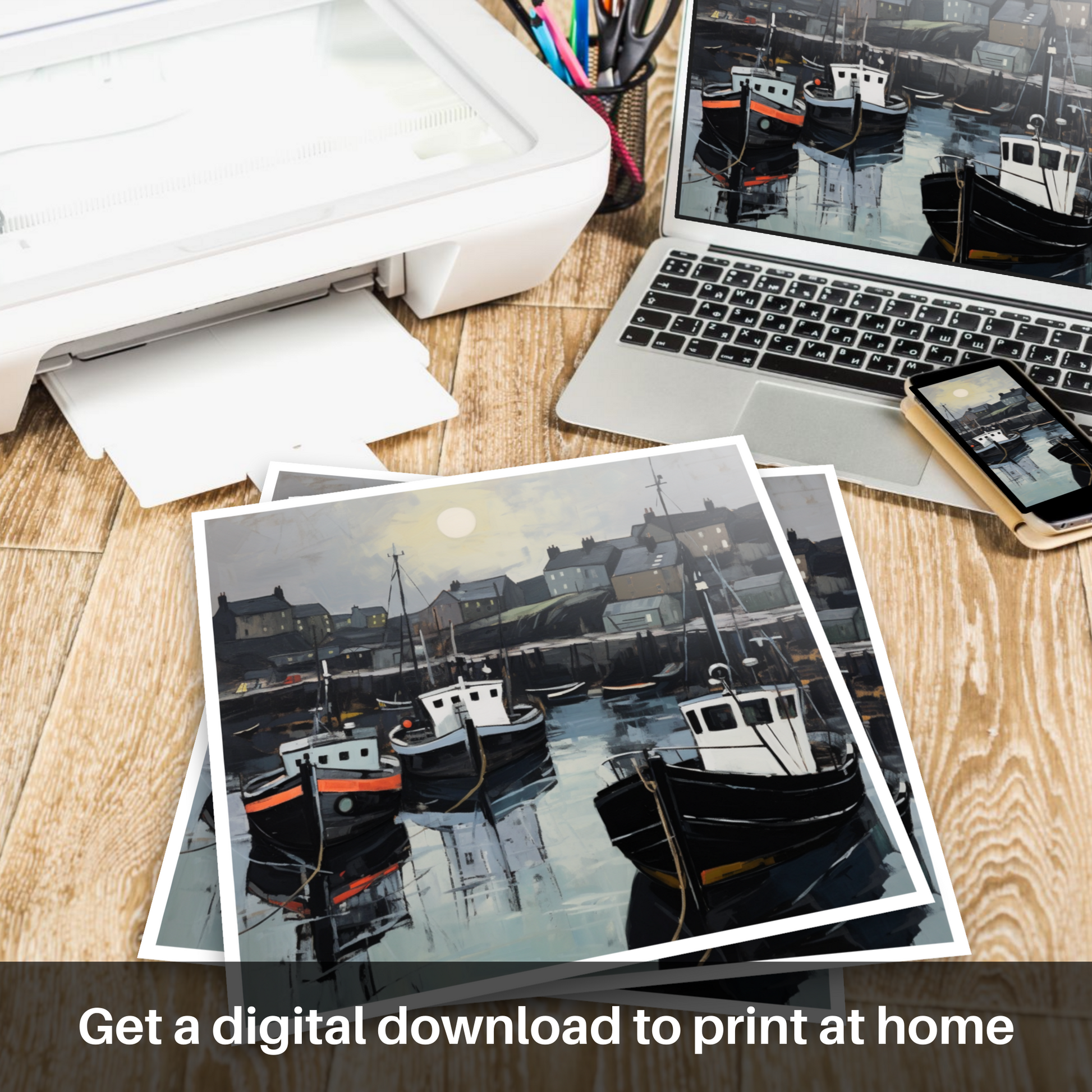 Downloadable and printable picture of Eyemouth Harbour