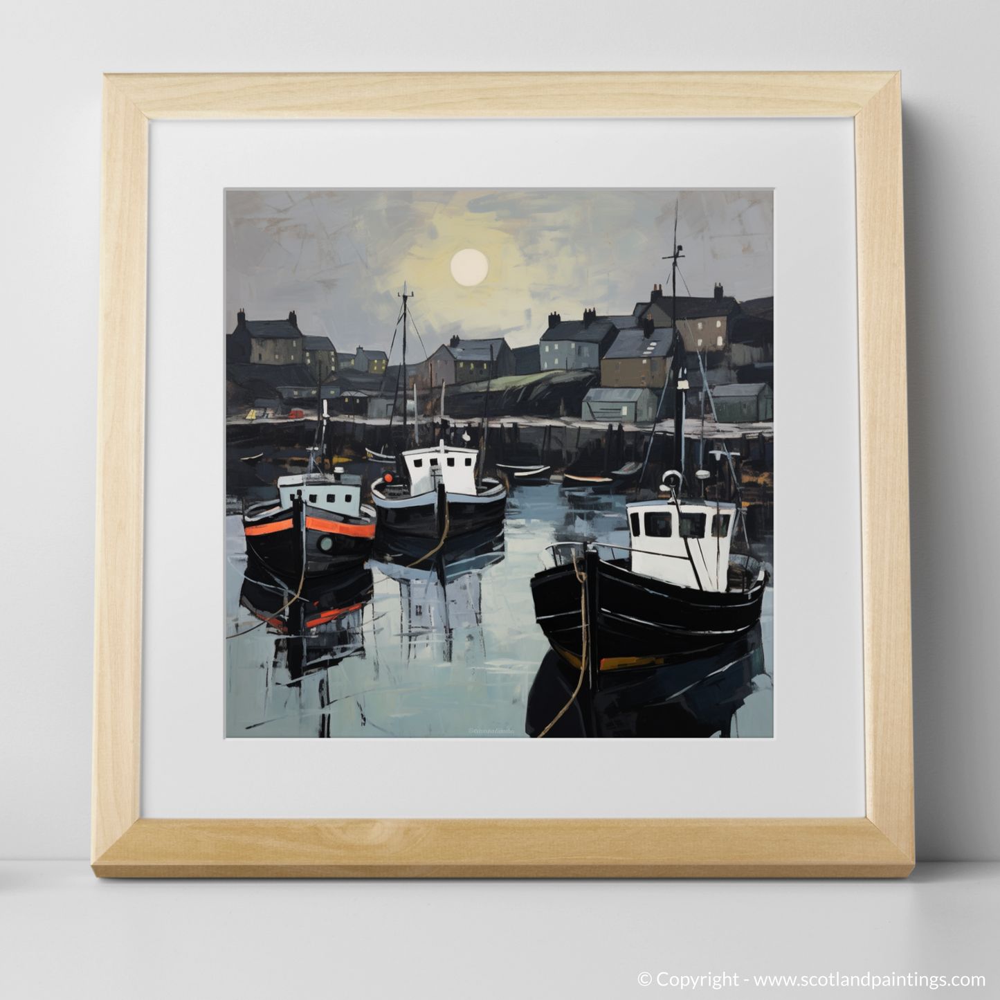 Art Print of Eyemouth Harbour with a natural frame