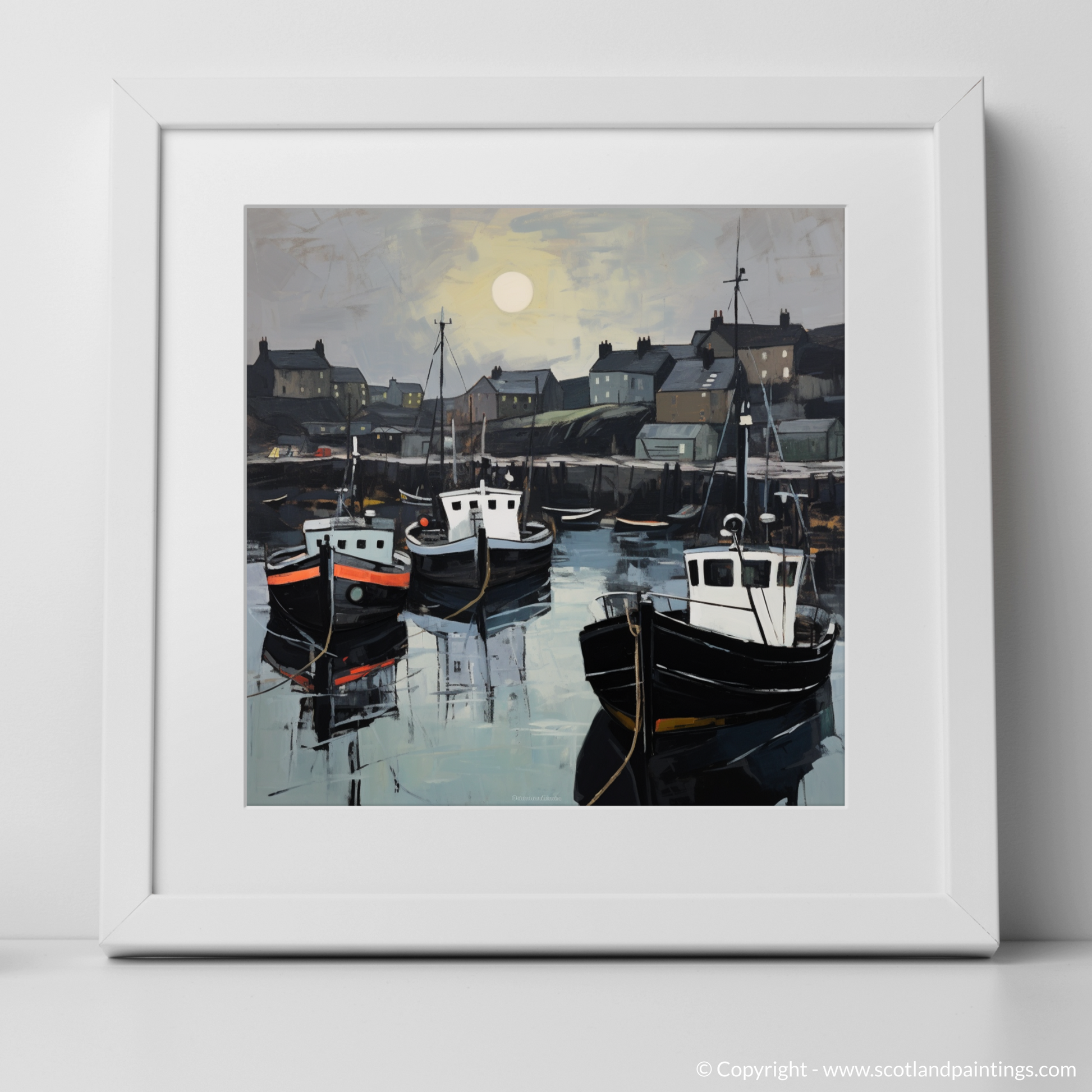 Art Print of Eyemouth Harbour with a white frame