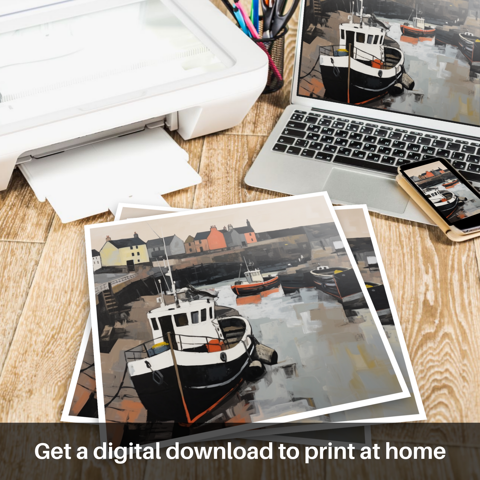 Downloadable and printable picture of Eyemouth Harbour