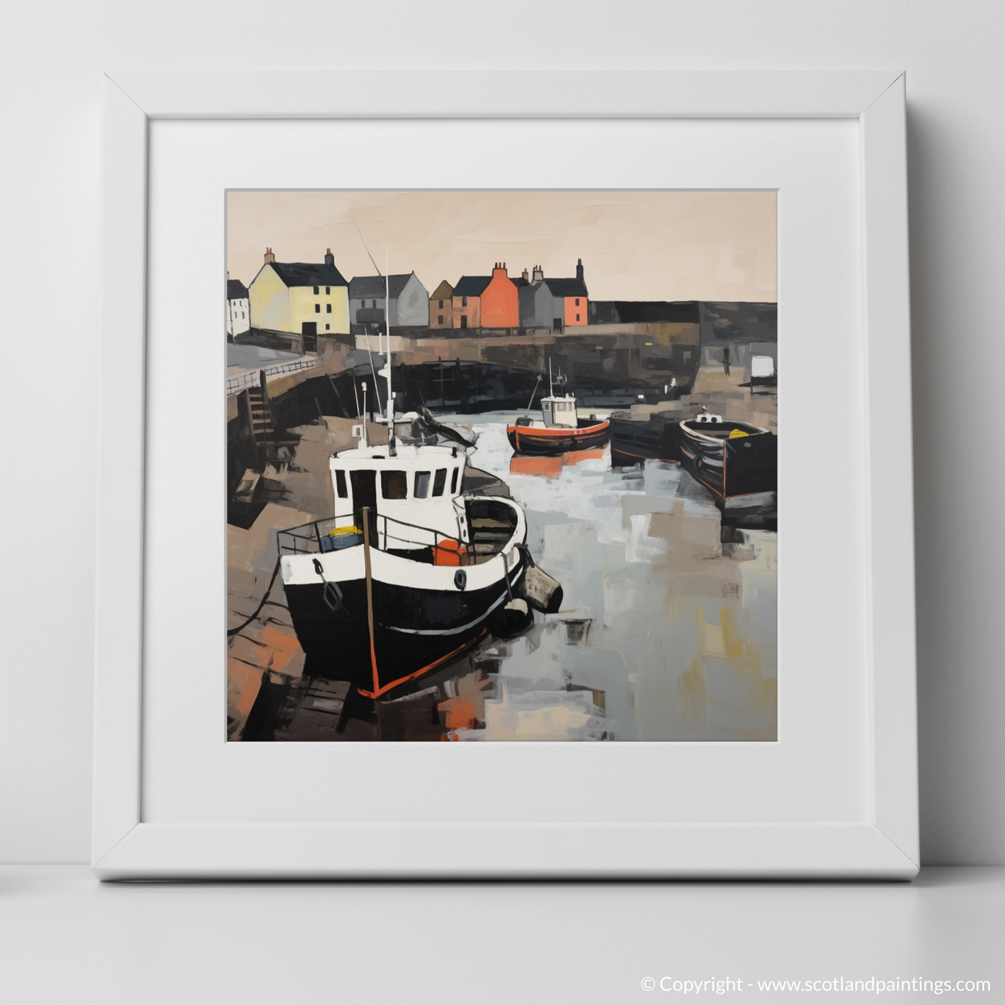 Art Print of Eyemouth Harbour with a white frame