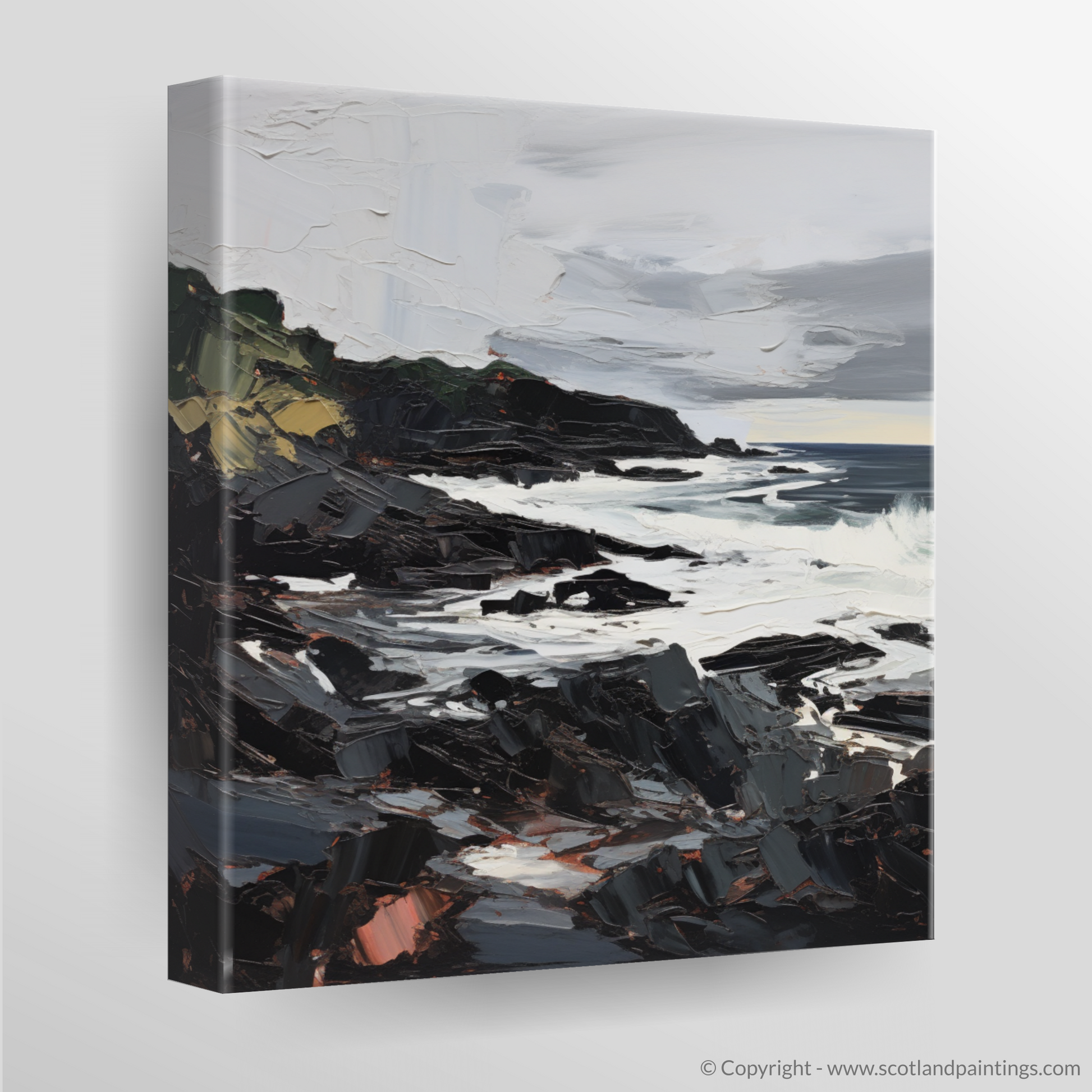 Canvas Print of Coldingham Bay with a stormy sky