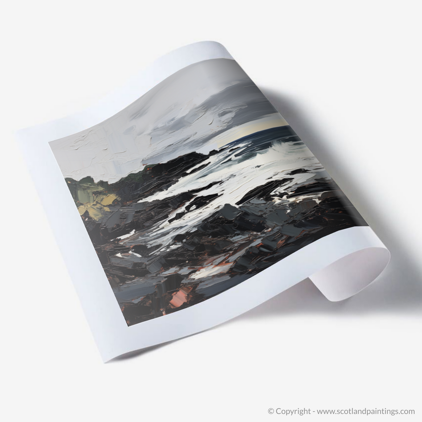 Art Print of Coldingham Bay with a stormy sky