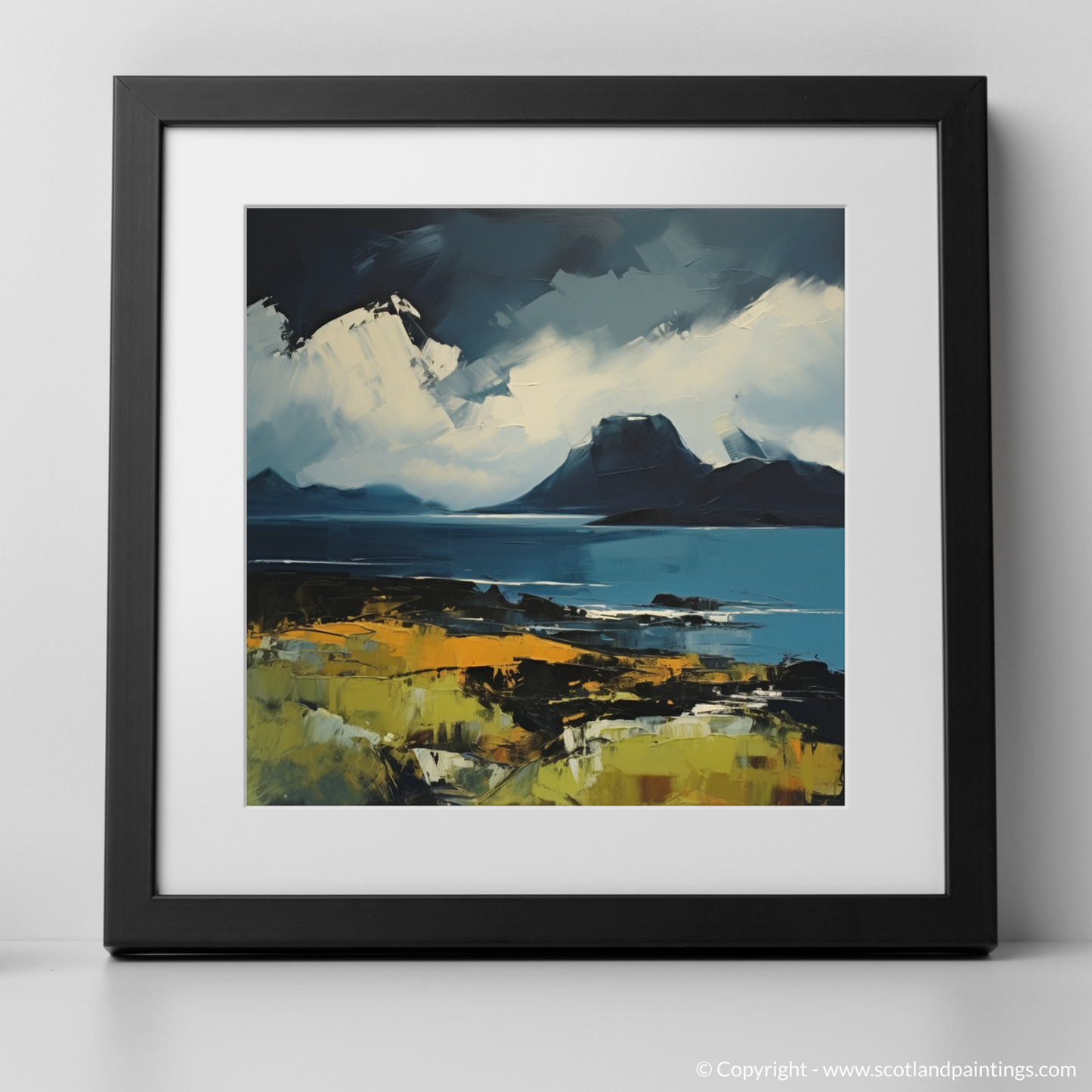 Art Print of Isle of Rum, Inner Hebrides with a black frame