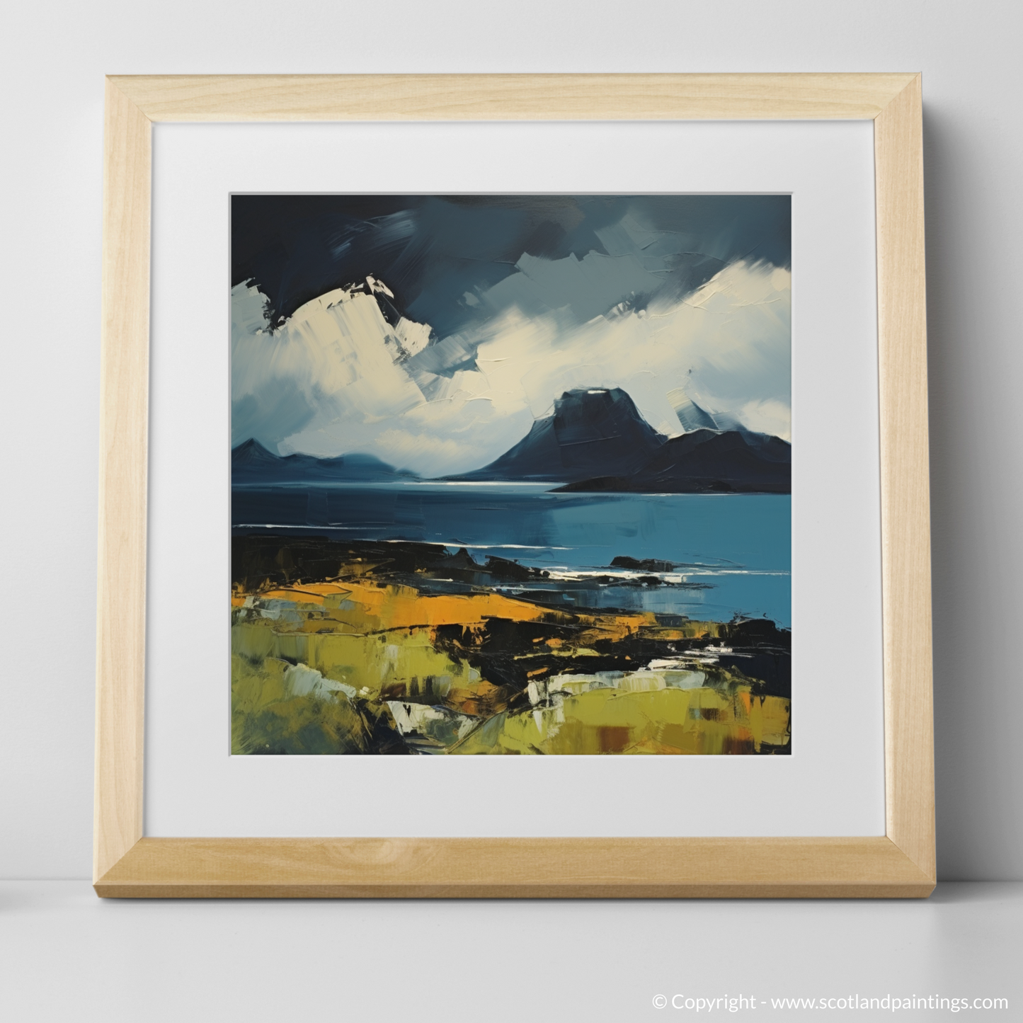 Art Print of Isle of Rum, Inner Hebrides with a natural frame