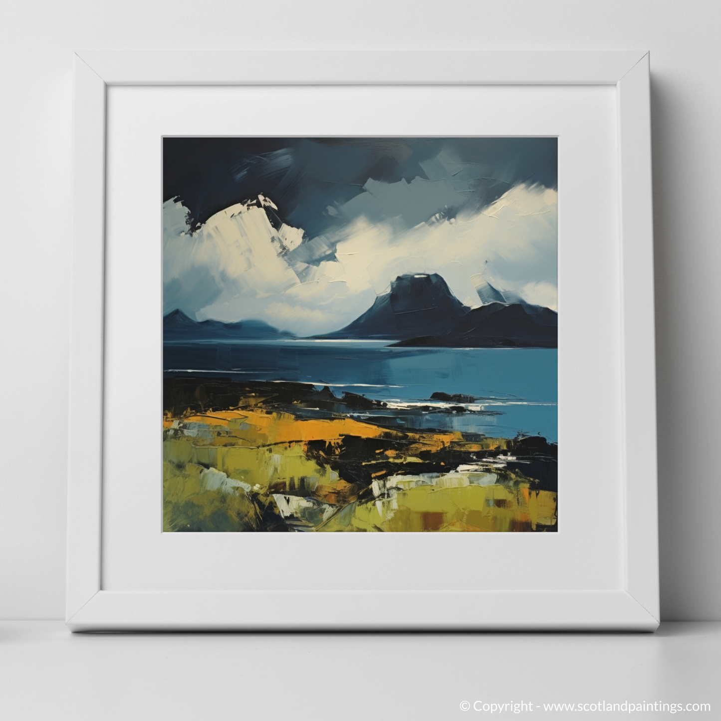 Art Print of Isle of Rum, Inner Hebrides with a white frame