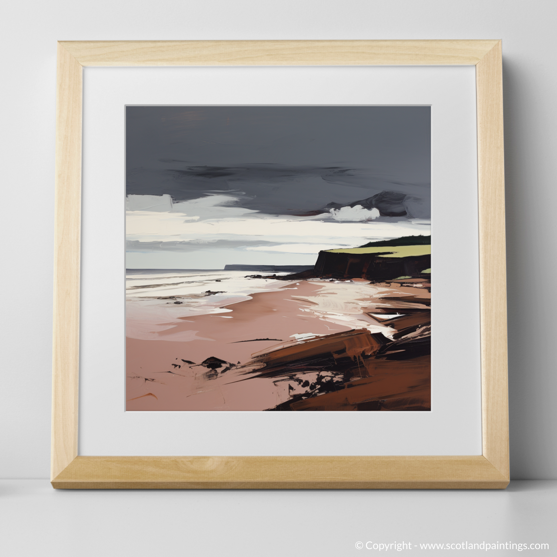 Art Print of Lunan Bay, Angus in summer with a natural frame