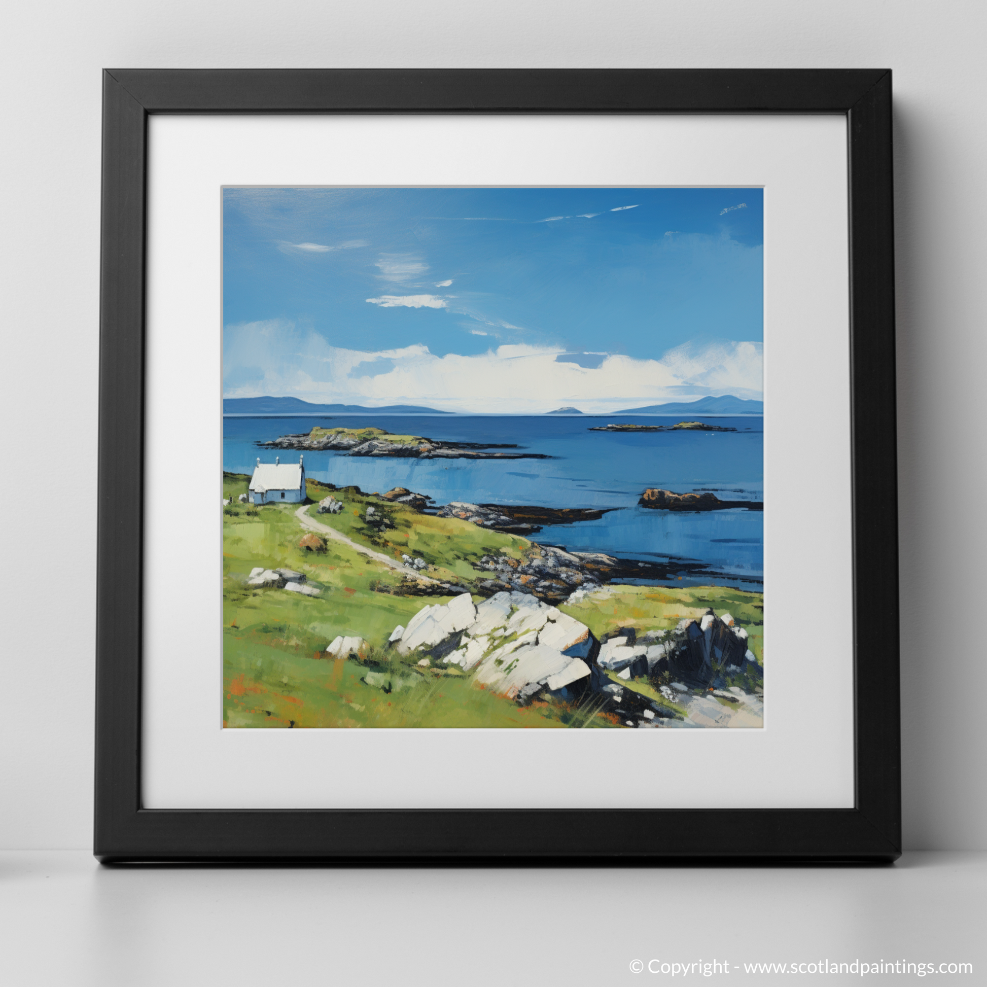 Art Print of Isle of Scalpay, Outer Hebrides in summer with a black frame