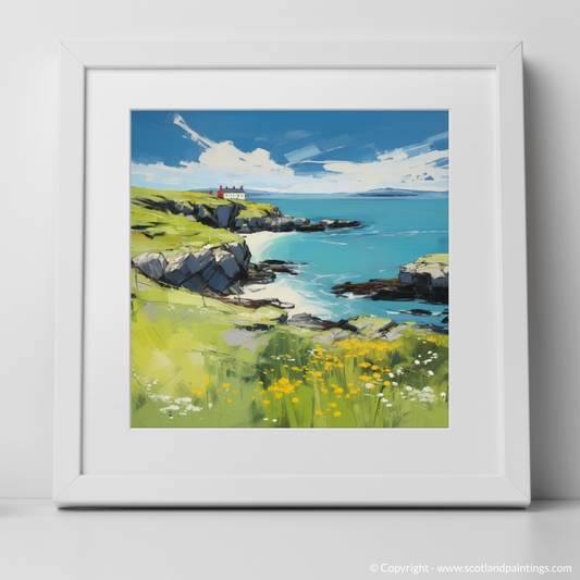 Art Print of Isle of Scalpay, Outer Hebrides in summer with a white frame