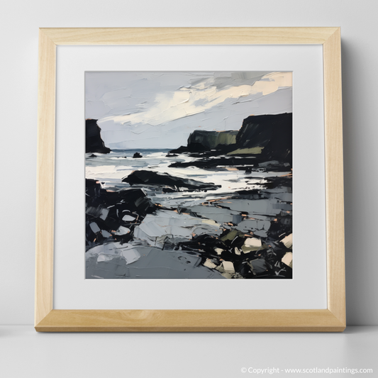 Art Print of Catterline Bay, Aberdeenshire with a natural frame