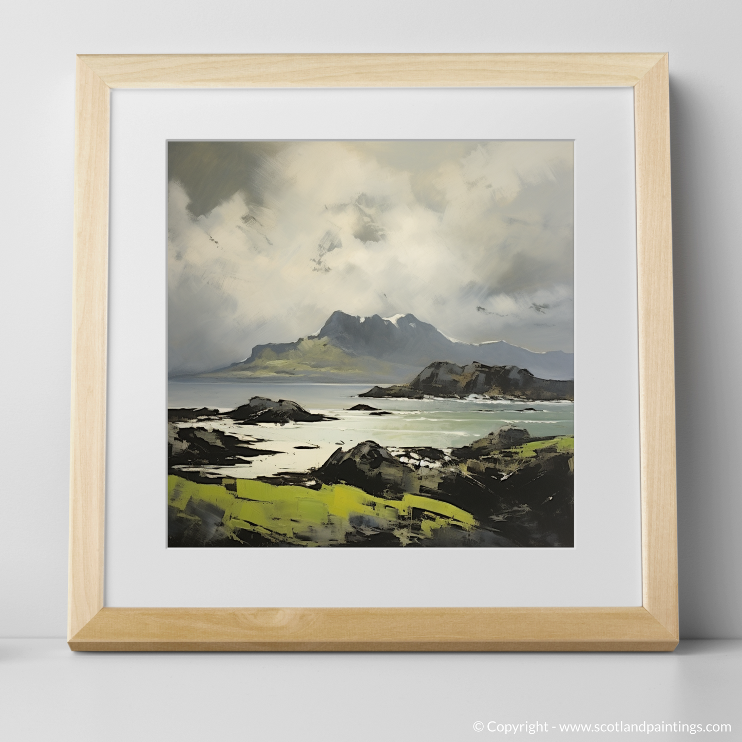 Art Print of Isle of Eigg, Inner Hebrides with a natural frame