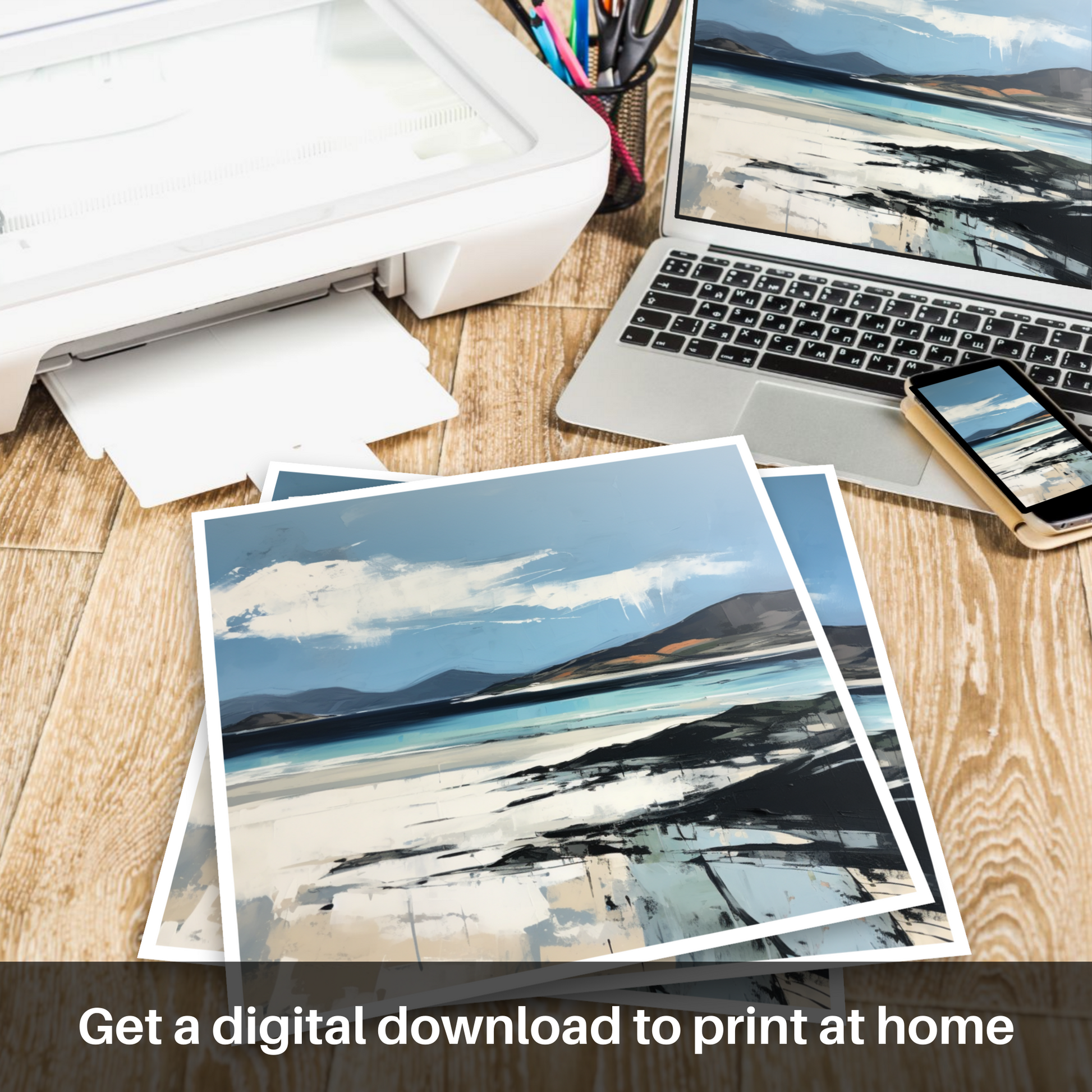 Downloadable and printable picture of Luskentyre Sands on the Isle of Harris