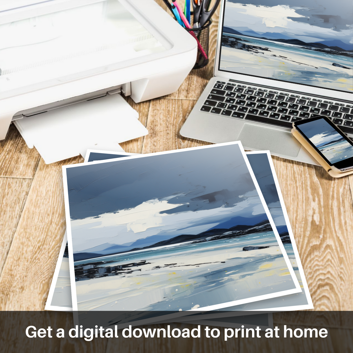 Downloadable and printable picture of Luskentyre Sands on the Isle of Harris