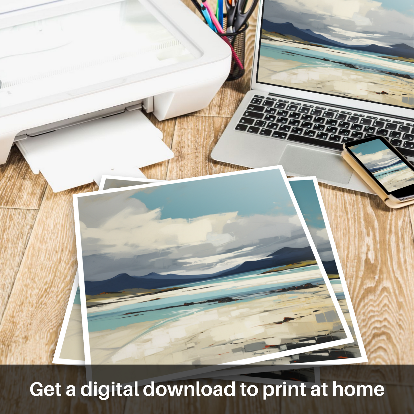 Downloadable and printable picture of Luskentyre Sands on the Isle of Harris