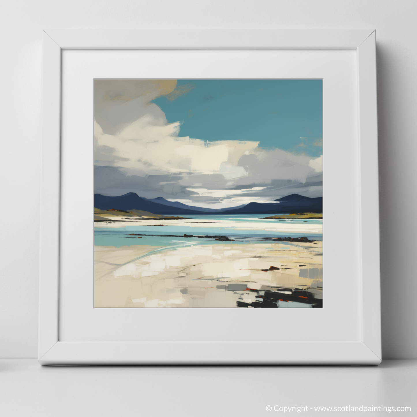 Art Print of Luskentyre Sands on the Isle of Harris with a white frame