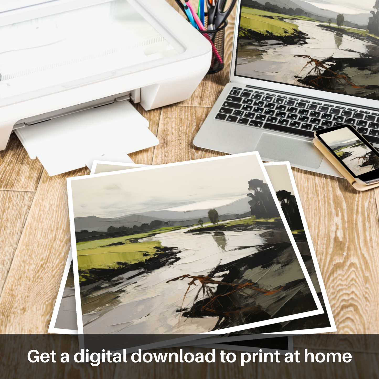 Downloadable and printable picture of River Leven, West Dunbartonshire