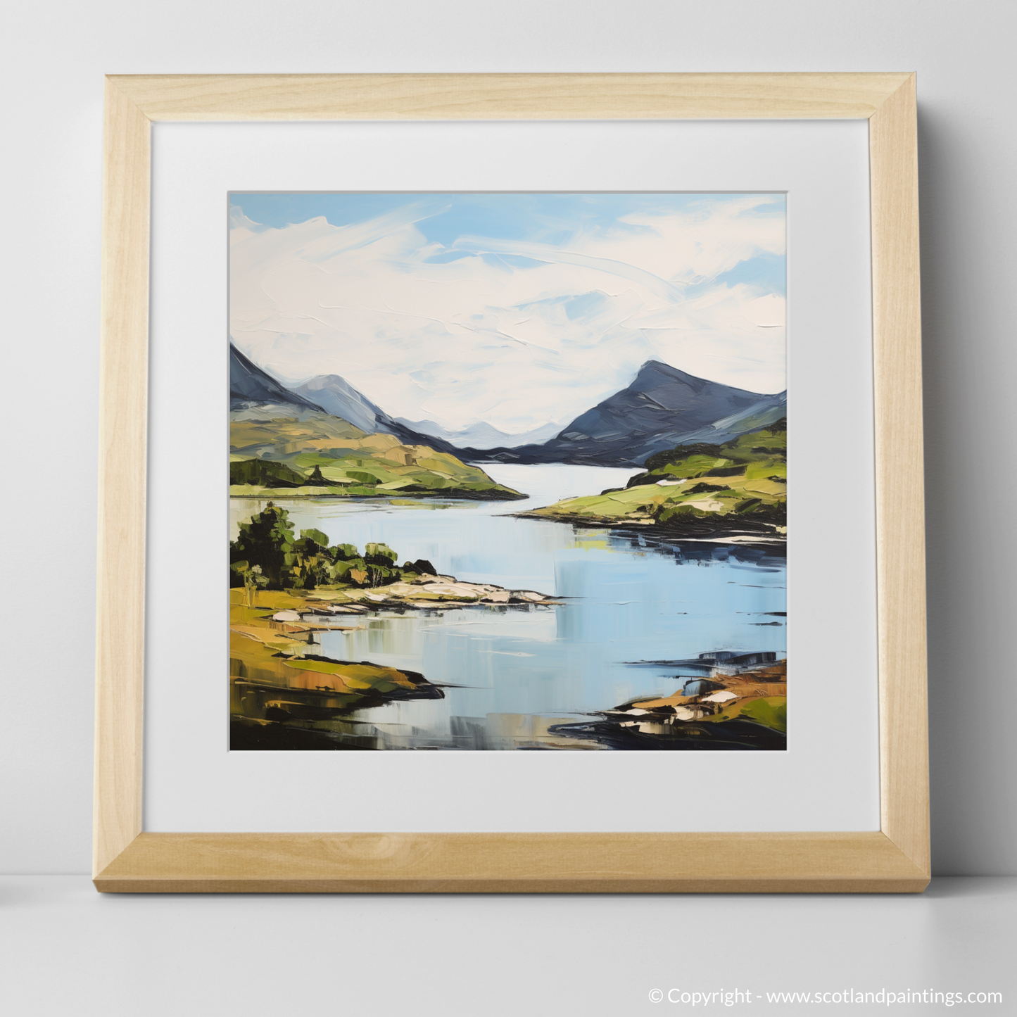 Art Print of Loch Glencoul, Sutherland in summer with a natural frame