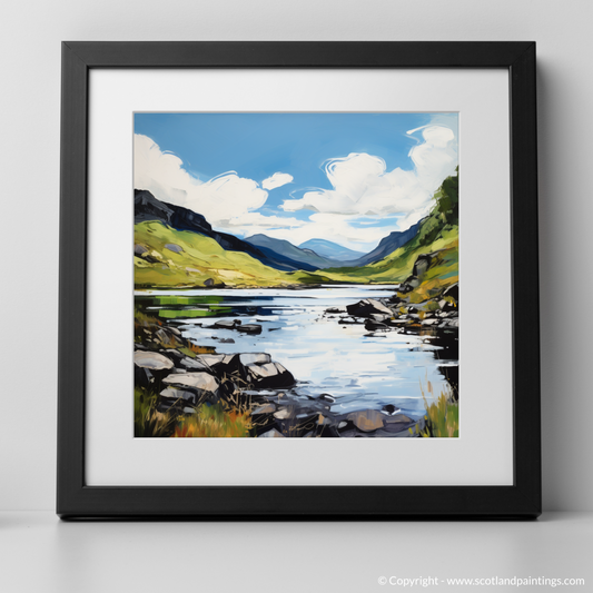 Art Print of Loch Glencoul, Sutherland in summer with a black frame