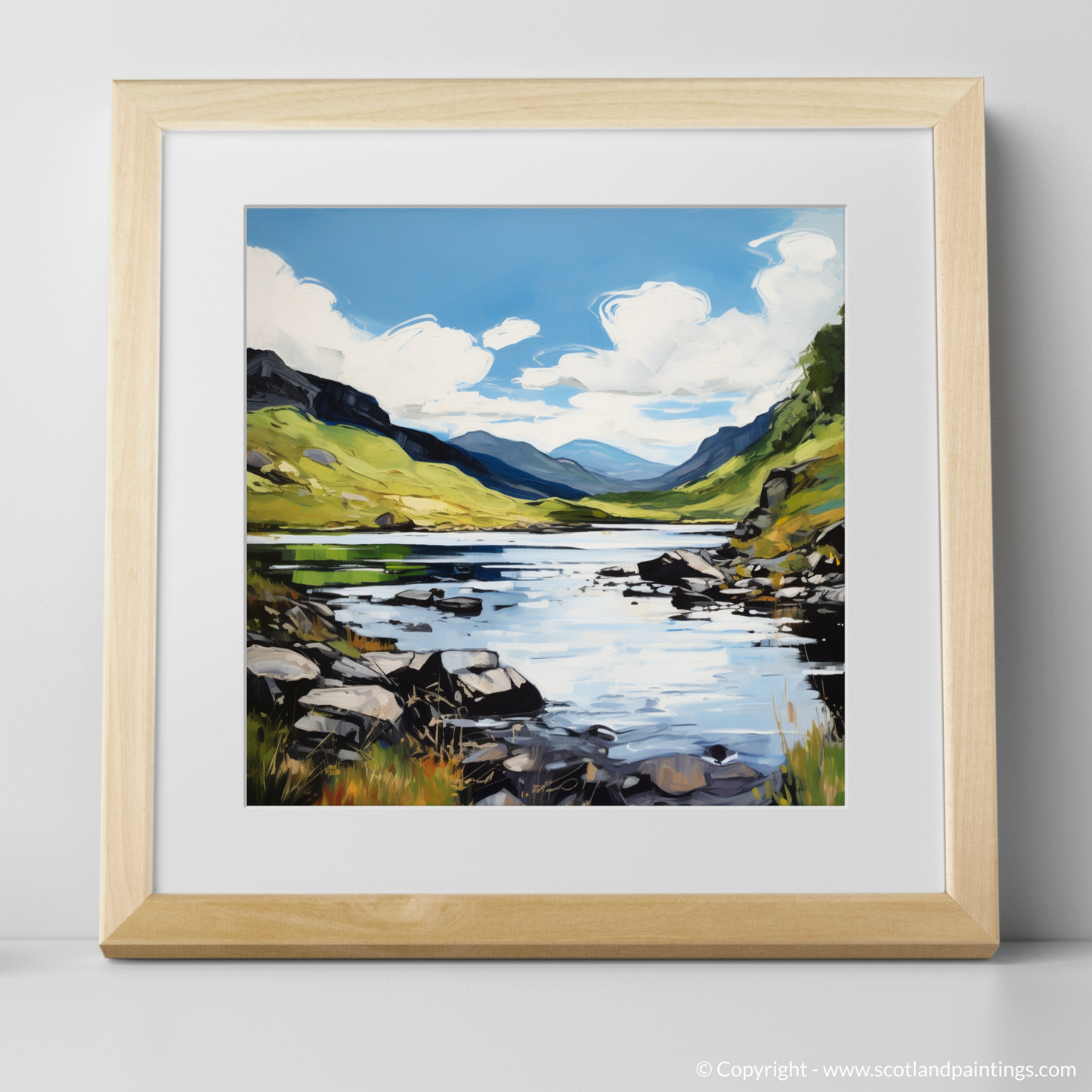 Art Print of Loch Glencoul, Sutherland in summer with a natural frame