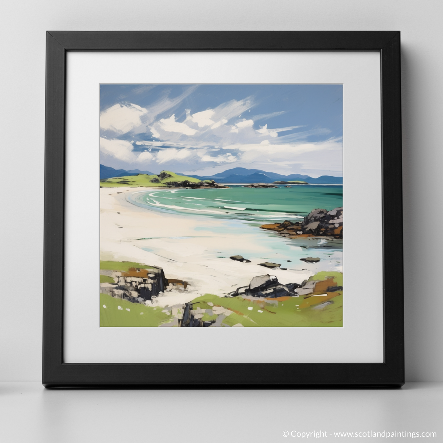 Art Print of Mellon Udrigle Beach, Wester Ross in summer with a black frame