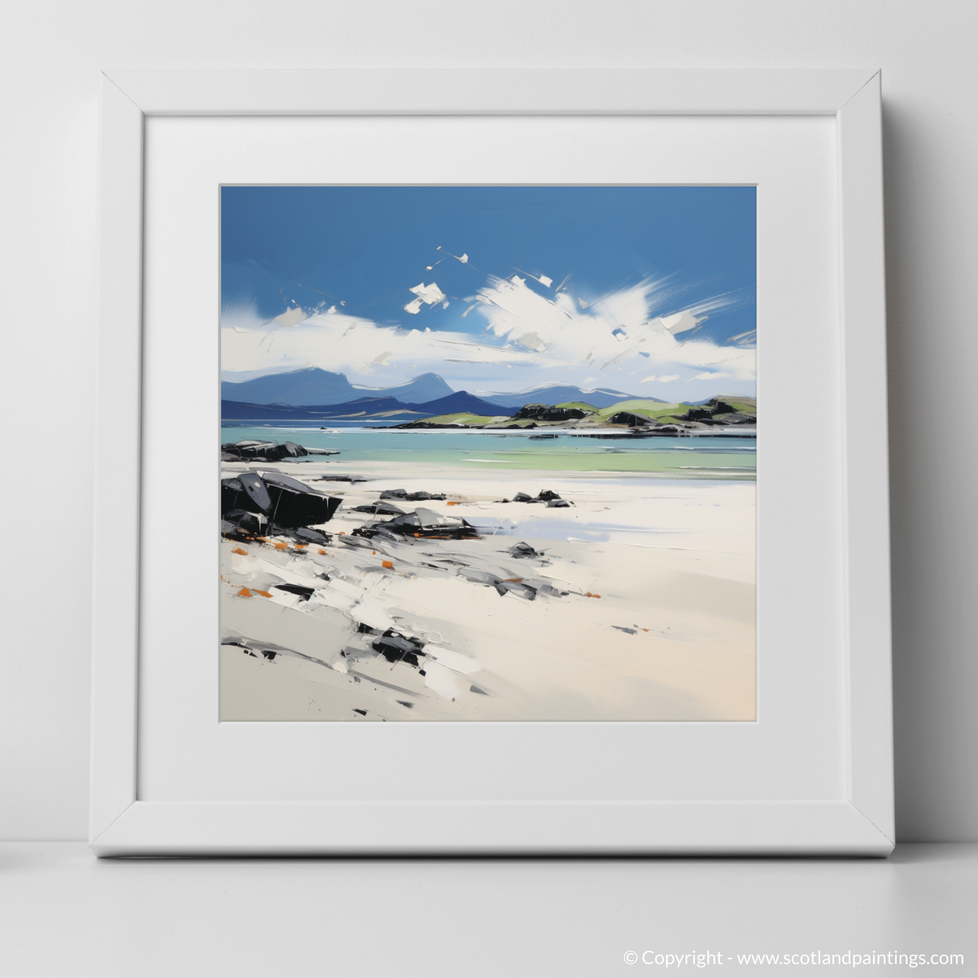 Art Print of Mellon Udrigle Beach, Wester Ross in summer with a white frame