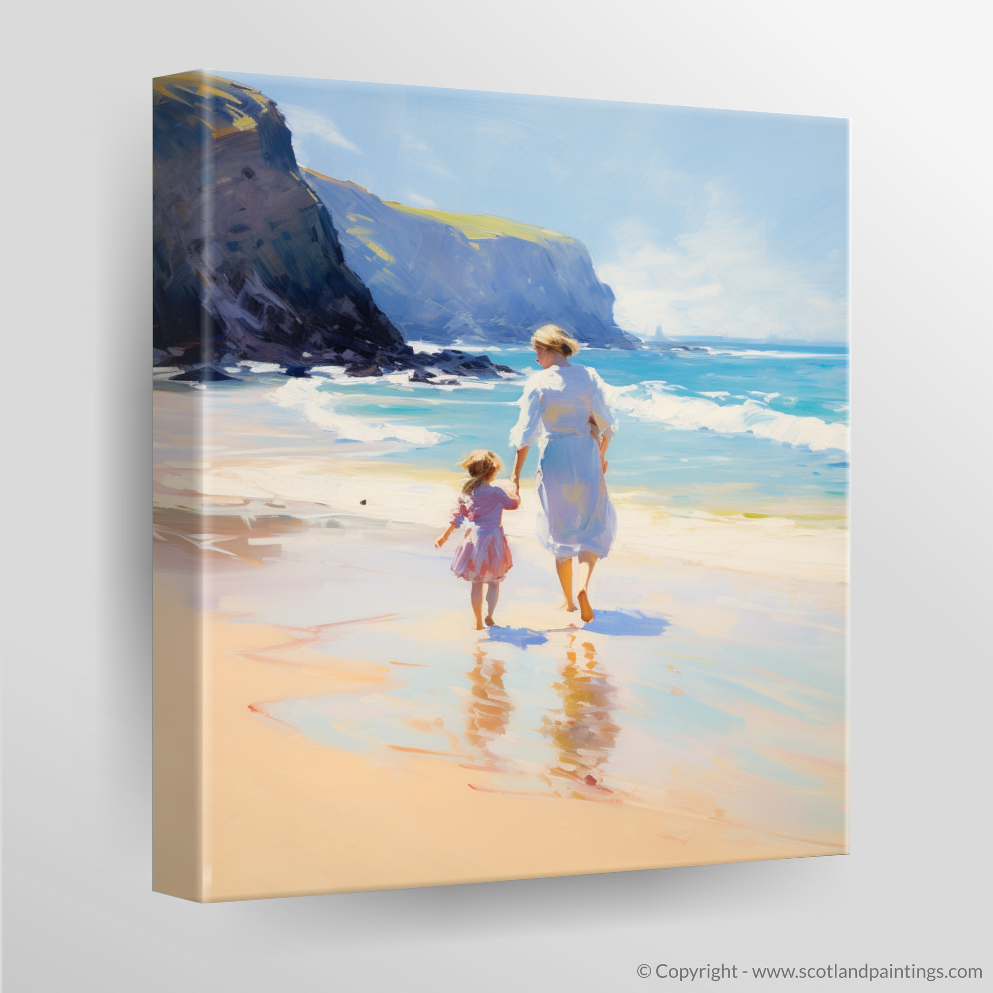 Canvas Print of A mum and daughter exploring Sandwood Bay