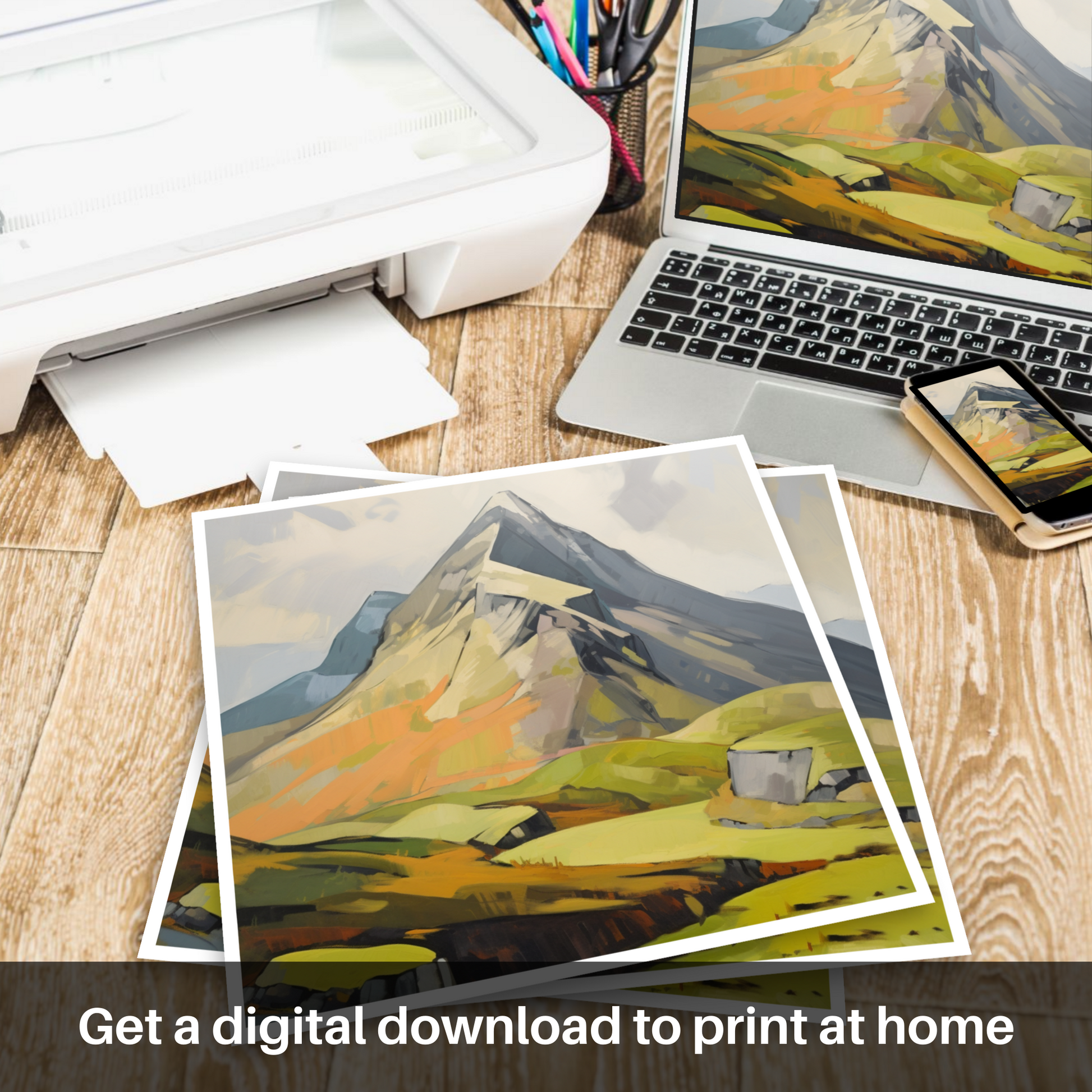 Downloadable and printable picture of A mountain in Scotland