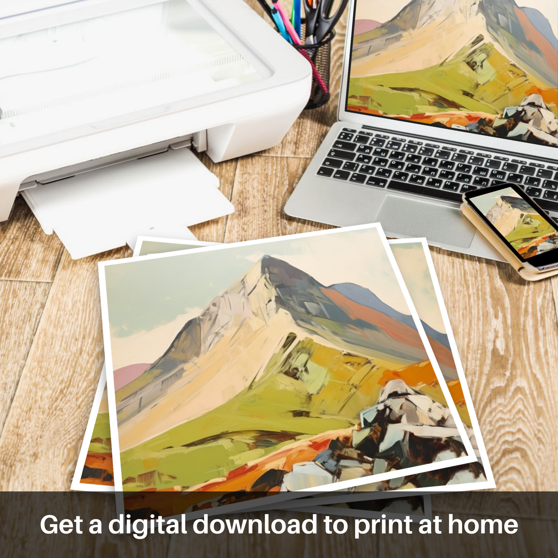 Downloadable and printable picture of A mountain in Scotland