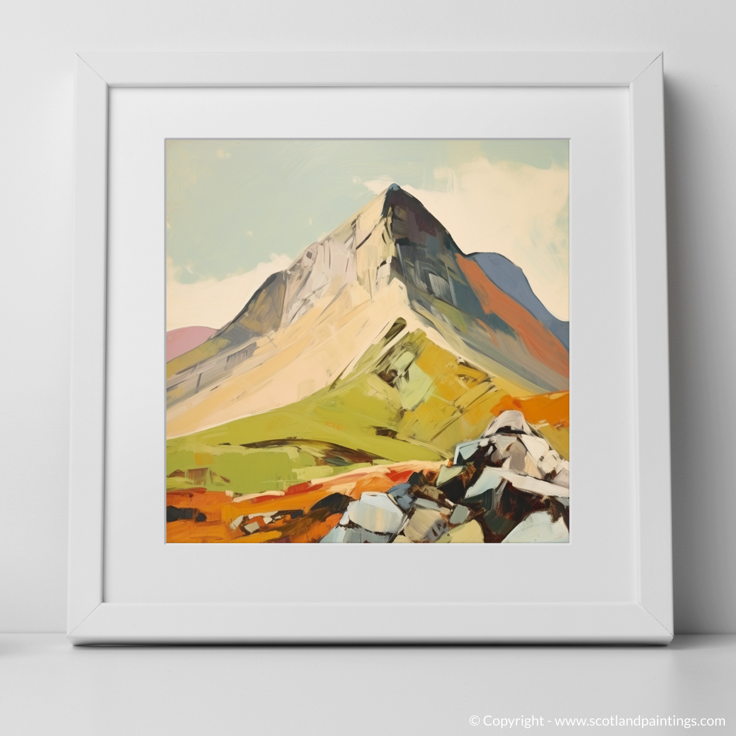 Art Print of A mountain in Scotland with a white frame