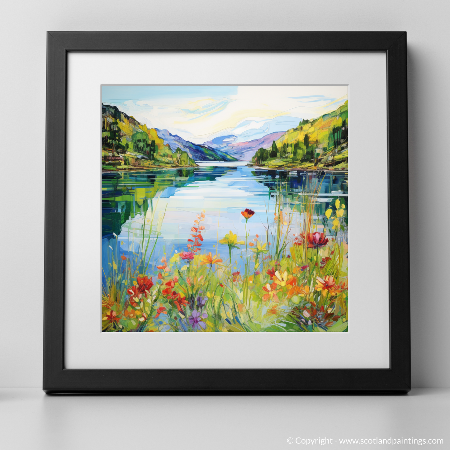 Painting and Art Print of Loch Katrine, Stirling in summer. Summer Splendour at Loch Katrine.