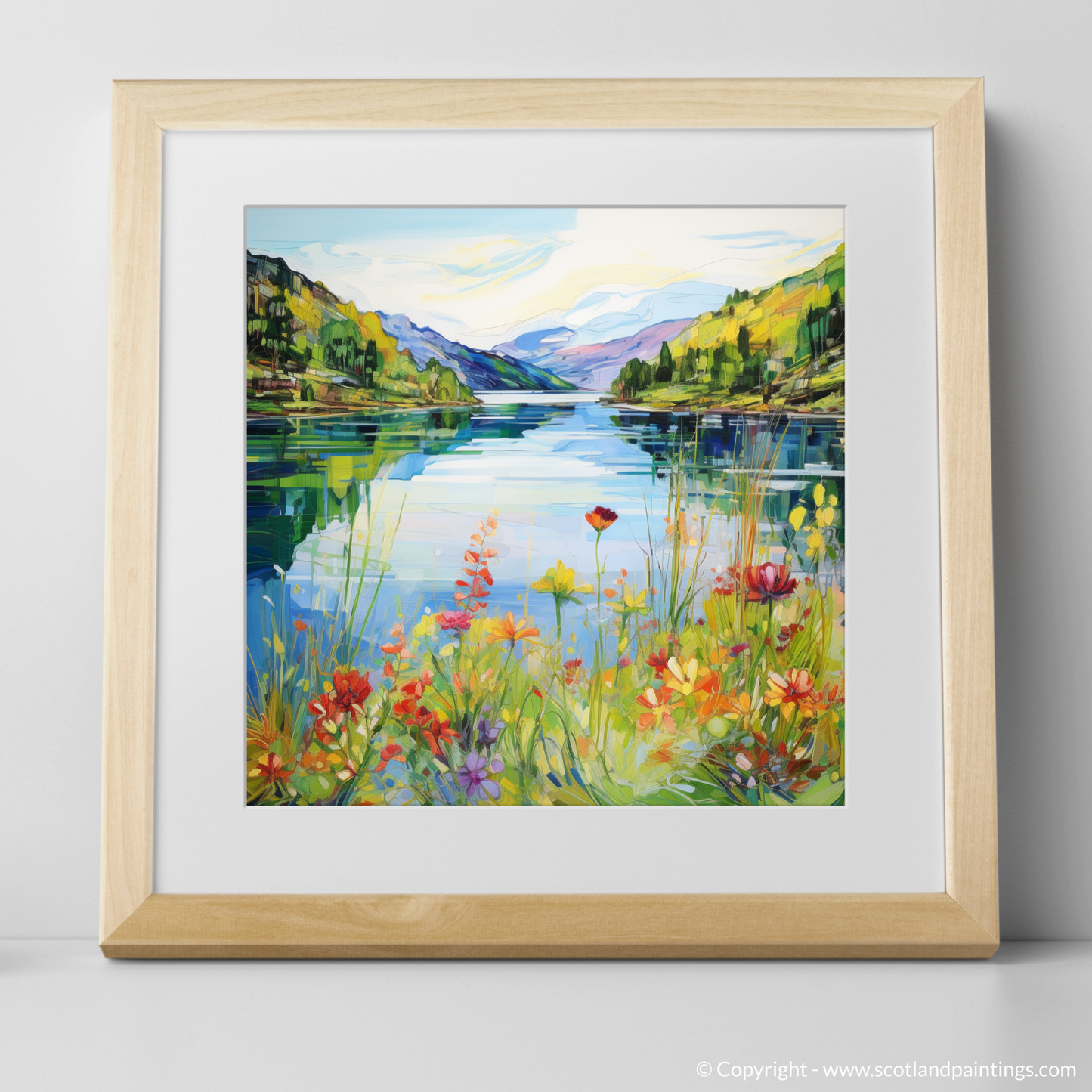 Painting and Art Print of Loch Katrine, Stirling in summer. Summer Splendour at Loch Katrine.