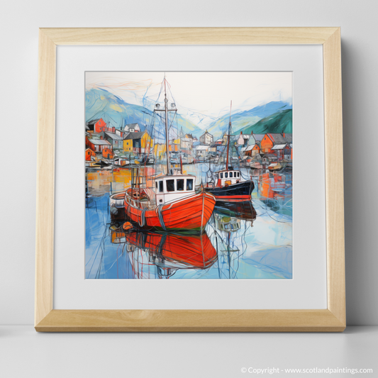 Art Print of Ullapool Harbour with a natural frame