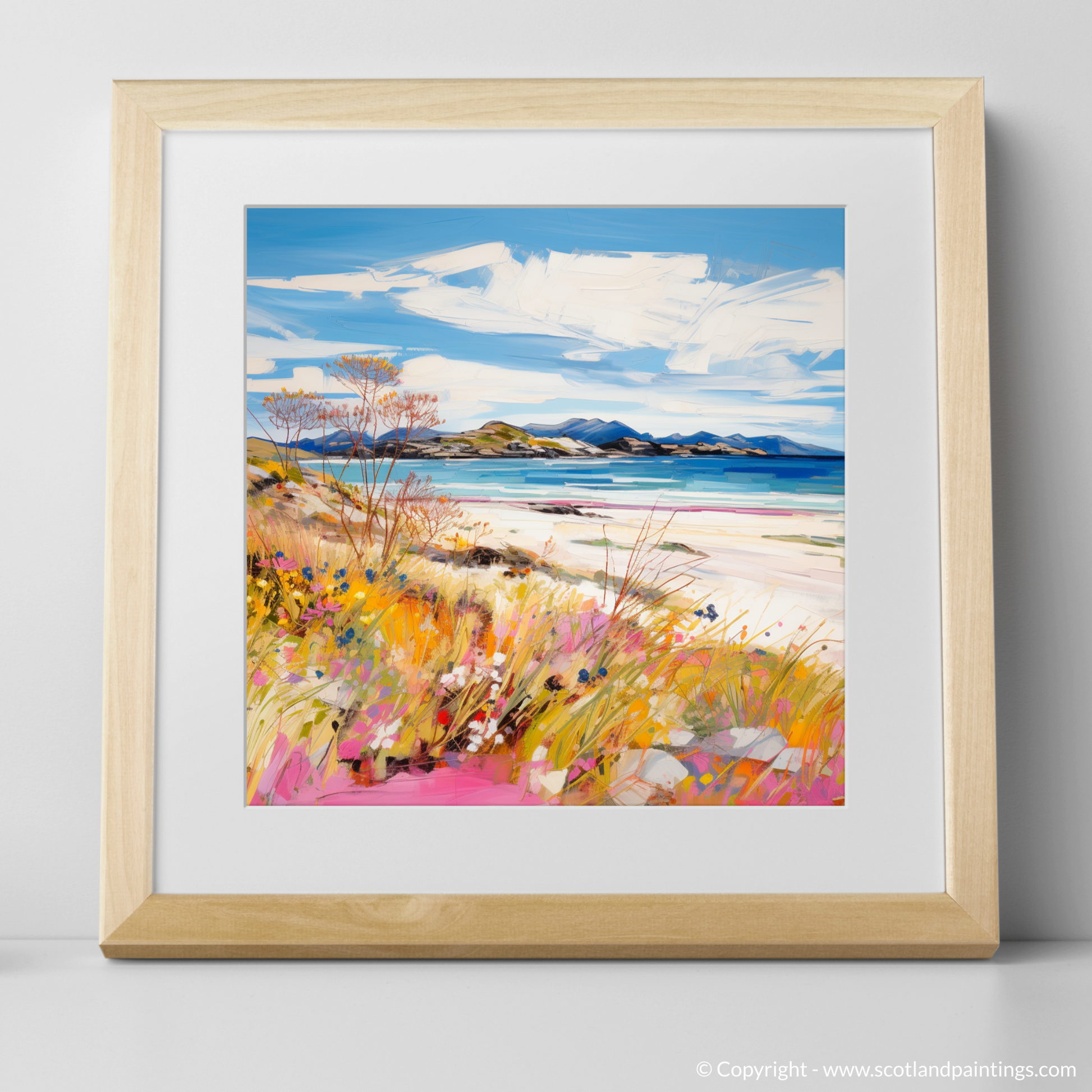 Art Print of Camusdarach Beach near Arisaig with a natural frame