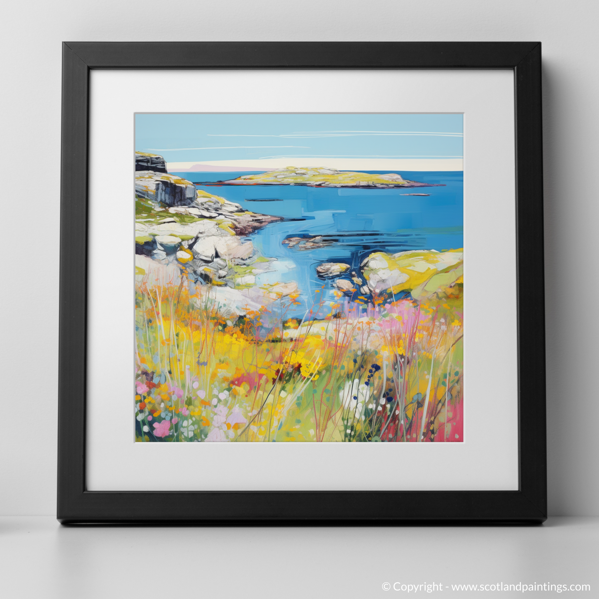 Art Print of Isle of Scalpay, Outer Hebrides in summer with a black frame