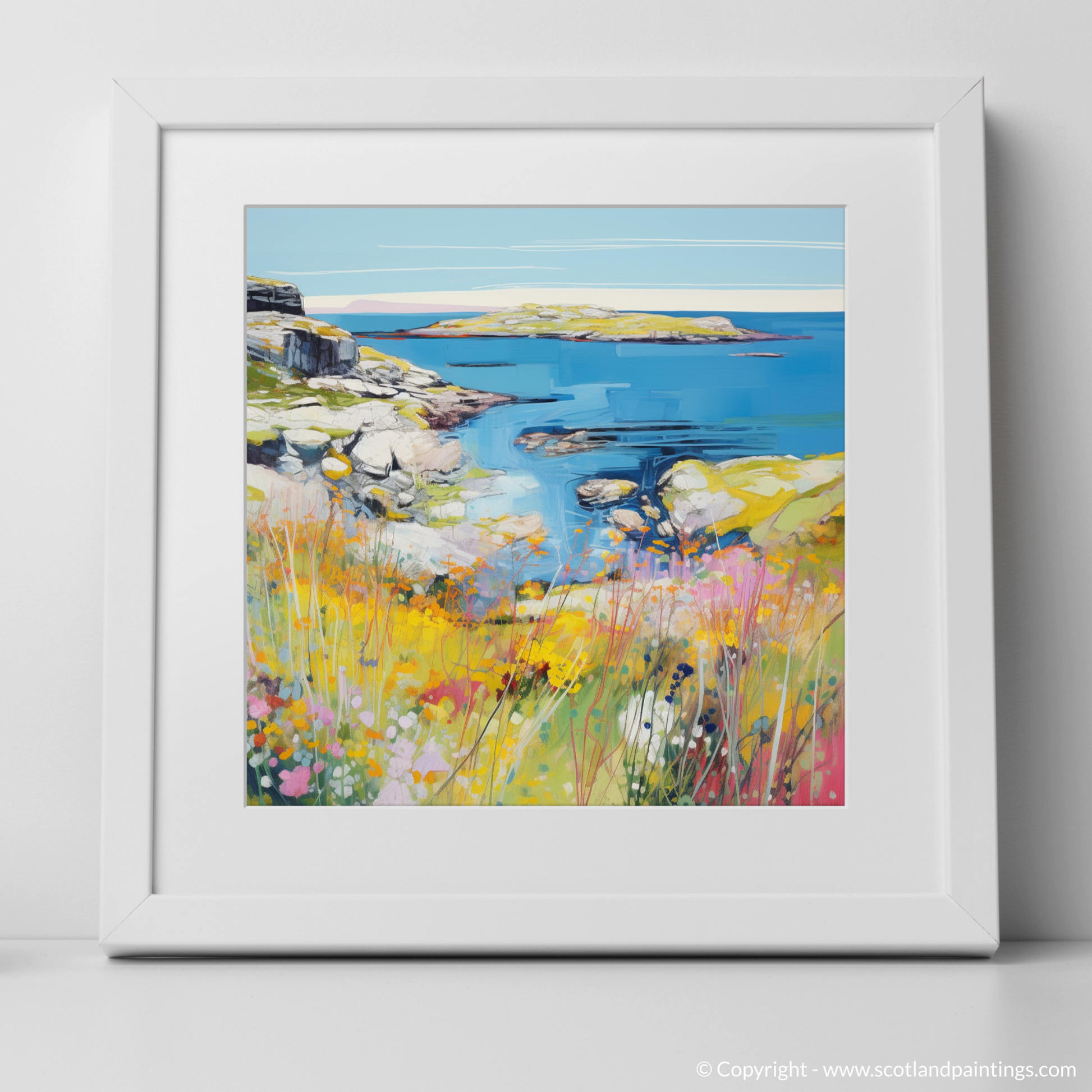 Art Print of Isle of Scalpay, Outer Hebrides in summer with a white frame