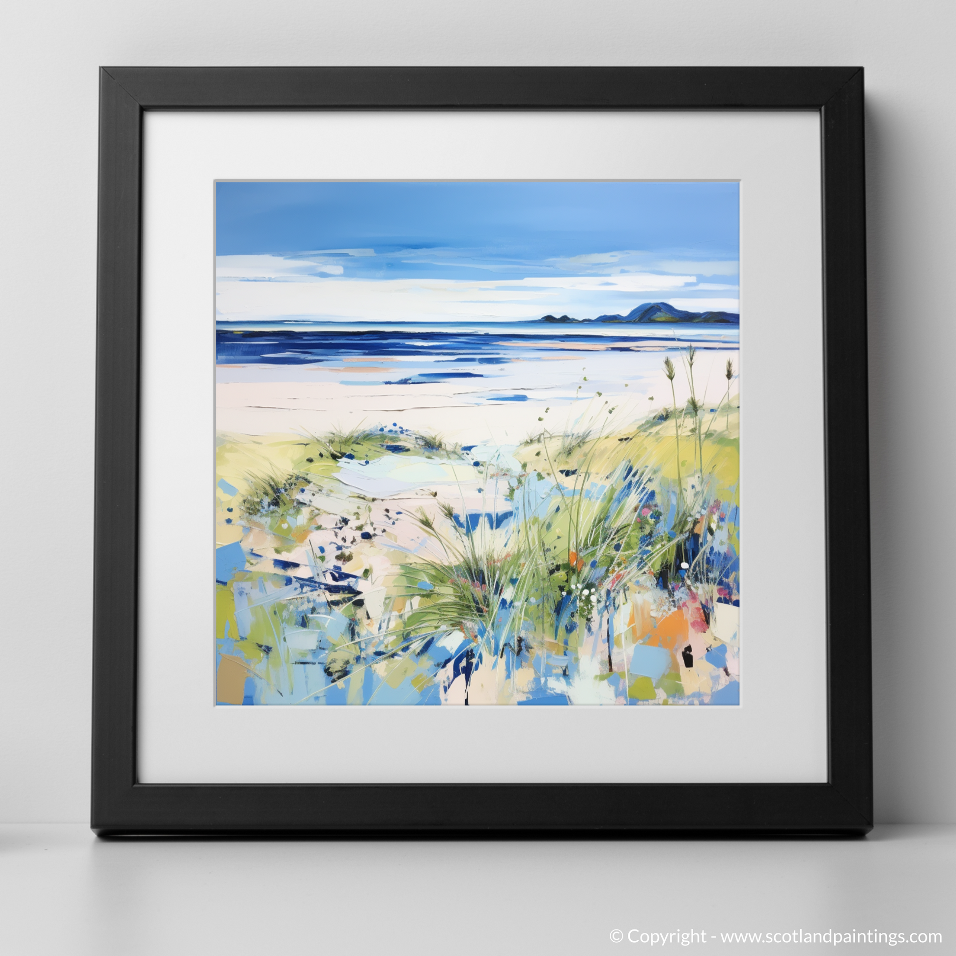 Art Print of Longniddry Beach, East Lothian in summer with a black frame