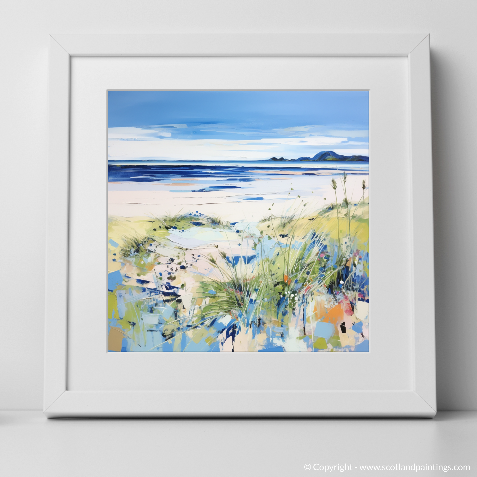 Art Print of Longniddry Beach, East Lothian in summer with a white frame