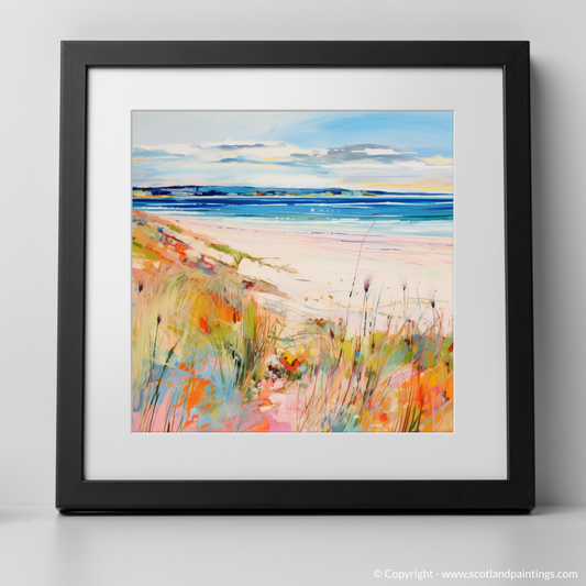 Art Print of Nairn Beach, Nairn in summer with a black frame