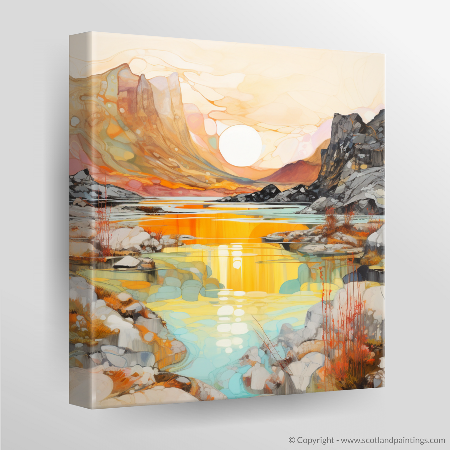 Canvas Print of Isle of Skye Fairy Pools at golden hour in summer