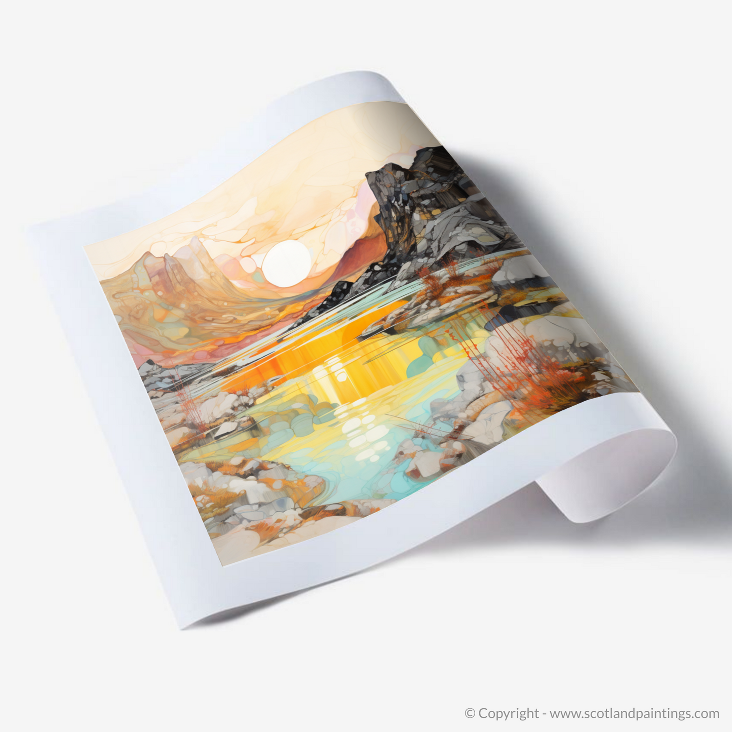 Art Print of Isle of Skye Fairy Pools at golden hour in summer