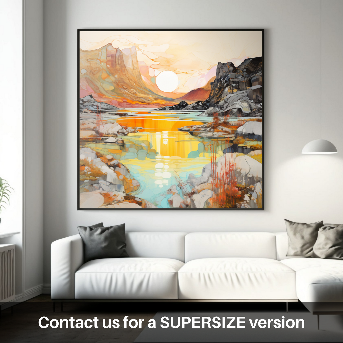 Huge supersize print of Isle of Skye Fairy Pools at golden hour in summer