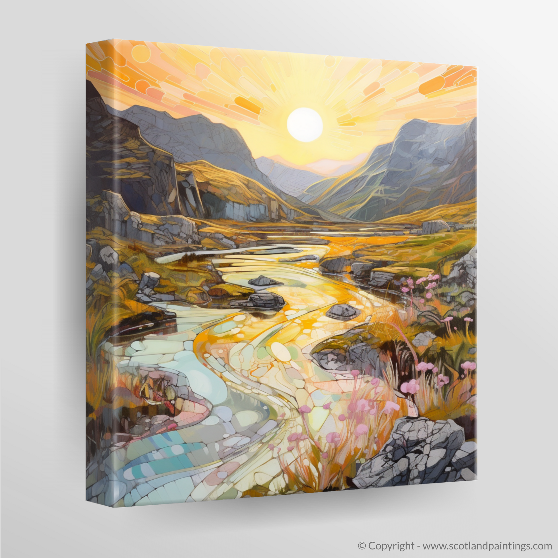 Canvas Print of Isle of Skye Fairy Pools at golden hour in summer