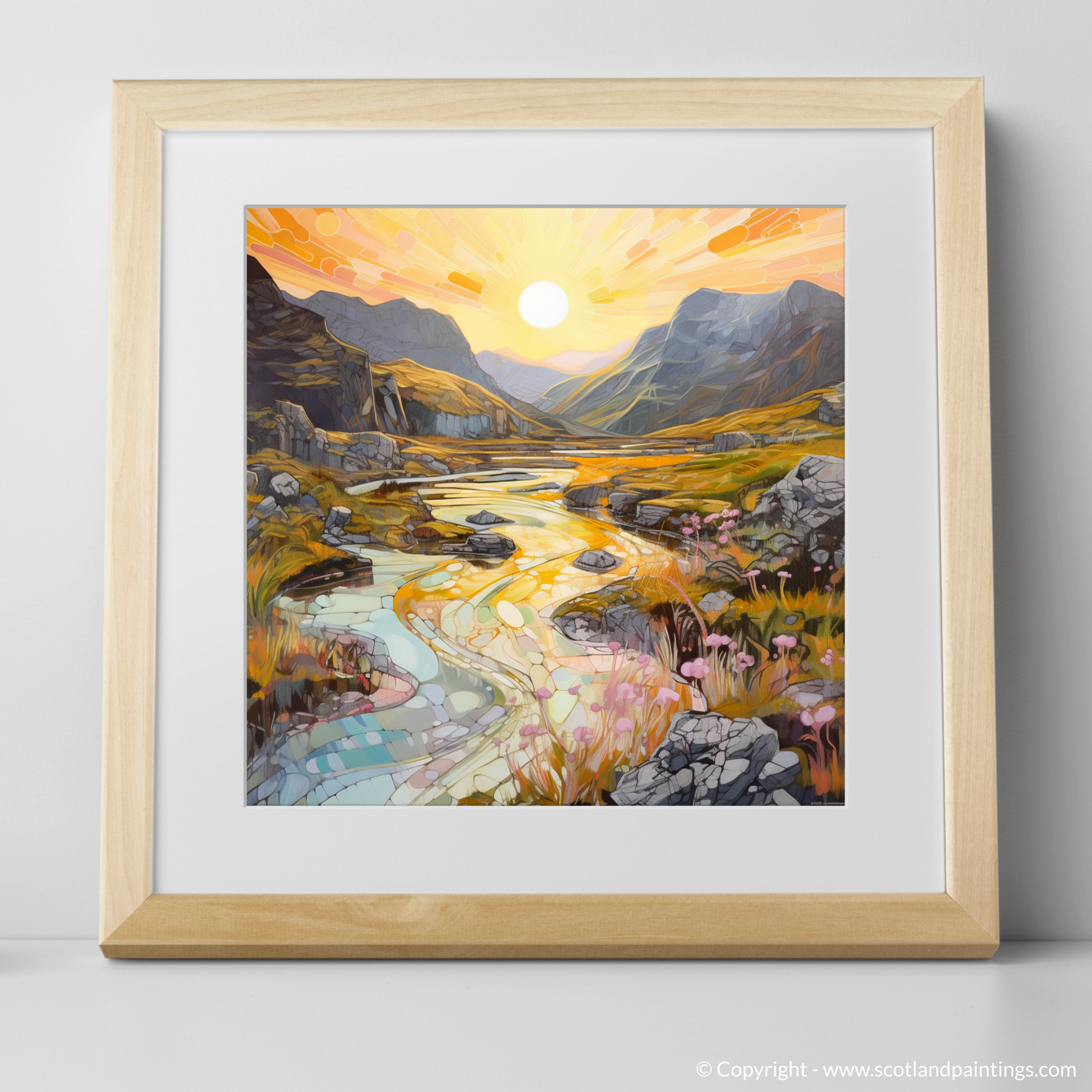 Art Print of Isle of Skye Fairy Pools at golden hour in summer with a natural frame