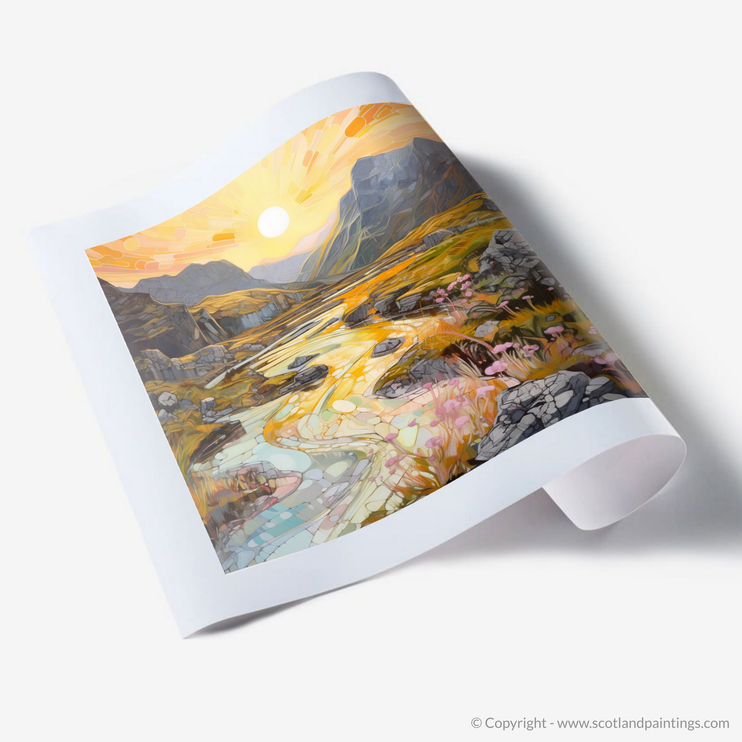 Art Print of Isle of Skye Fairy Pools at golden hour in summer