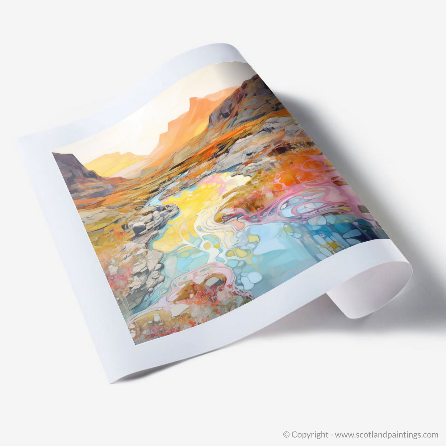 Art Print of Isle of Skye Fairy Pools at golden hour in summer