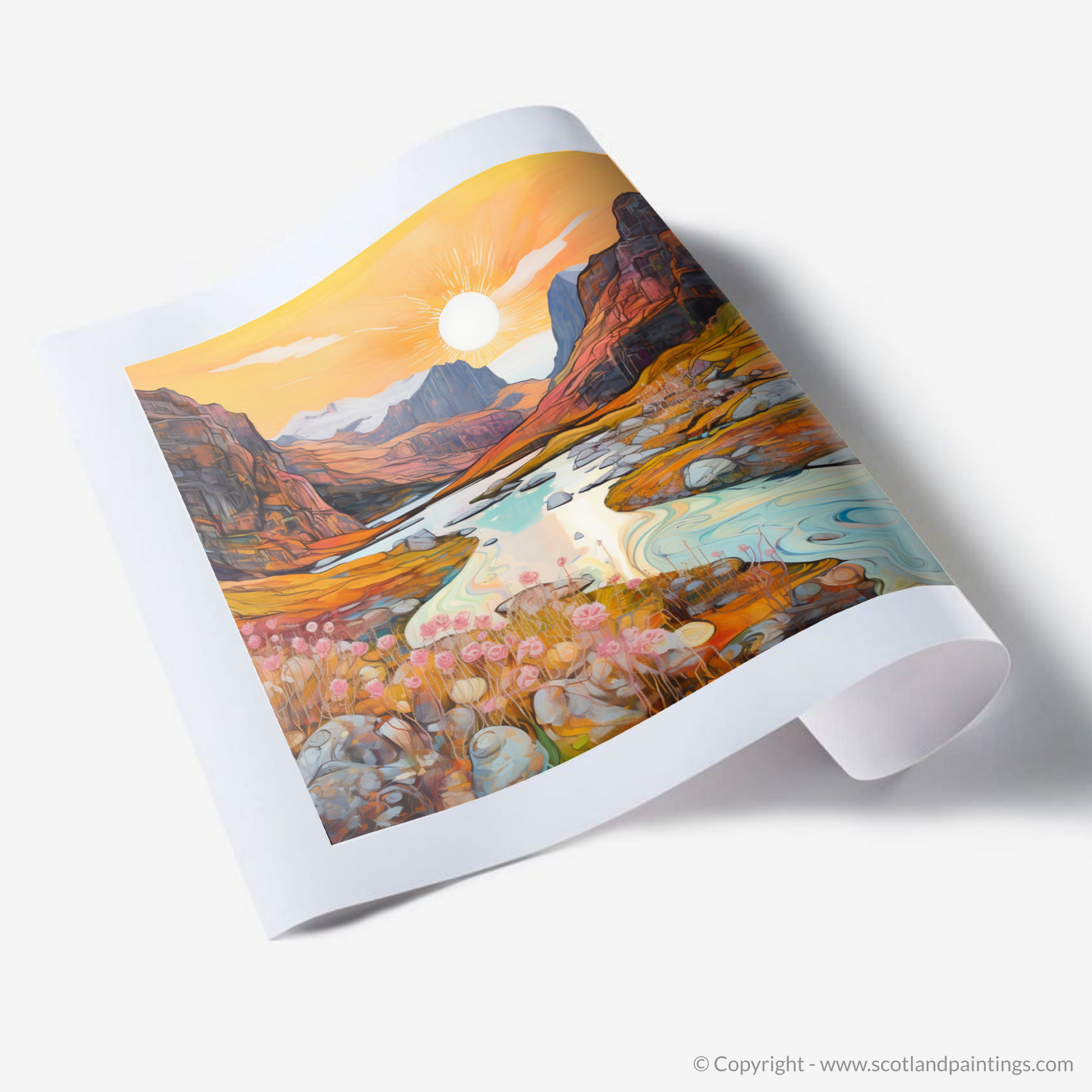 Art Print of Isle of Skye Fairy Pools at golden hour in summer